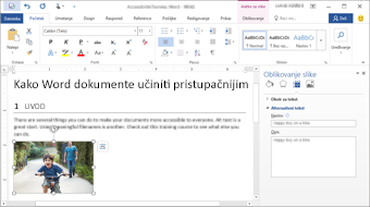 Pohađajte ovu obuku da biste saznali kako da pravite pristupačne dokumente pomoću programa Word 2016