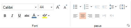 Opcije fonta, pasusa i poravnavanja u programu PowerPoint Online