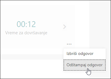 Opcija "Štampaj odgovor" u Microsoft obrascima