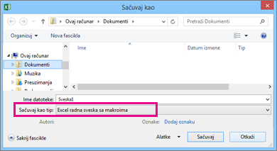 Sačuvaj kao radnu svesku sa omogućenim makroima