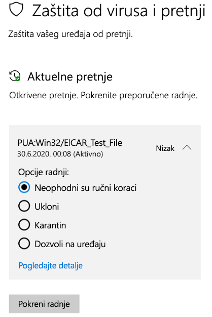 Radnje koje možete izvršiti kada Windows bezbednost otkrili potencijalno neželjenu aplikaciju