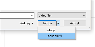 Visar dialogrutan Infoga video i PowerPoint