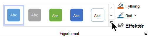 Alternativ för formformatering på fliken Start i Visio för Microsoft 365.