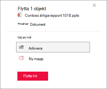 Flytta till mapp