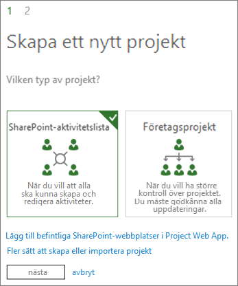 Skapa ett nytt projekt