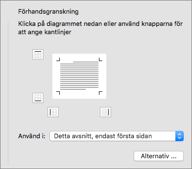 Rutan Förhandsgranska i dialogrutan Kantlinjer och fyllning visas