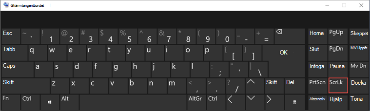skärmtangentbordet för Win 10