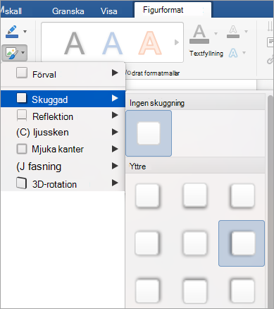 Alternativ på menyn Figureffekter