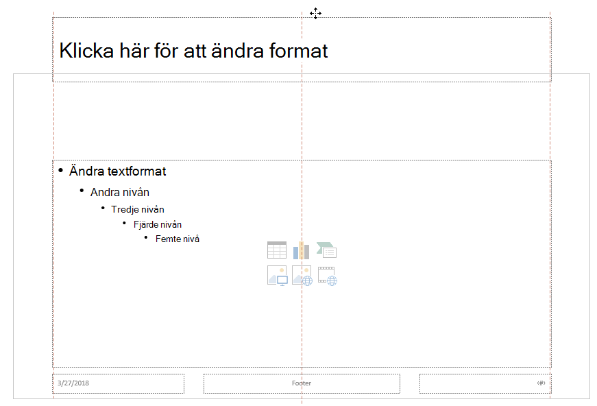 Dra platshållaren Rubrik uppåt och släpp den utanför den synliga bildens kantlinje