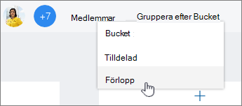 Klicka på Gruppera efter och välj Förlopp