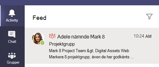 Aktivitetsfeed i Teams