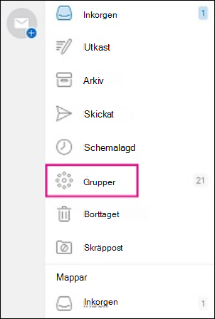 Mappen Grupper i navigeringsfönstret