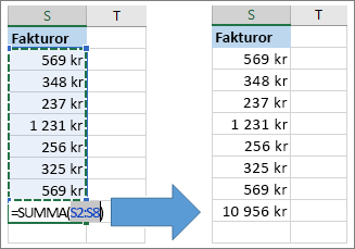 Användning av Autosumma