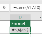 Visas #NAME i Excel? när ett funktionsnamn har ett stavfel