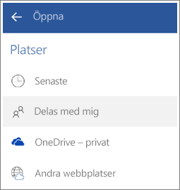 Skärmbild av hur du visar filer som andra har delat med dig i Android.