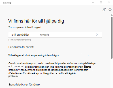 Söka efter ett problem i Få hjälp.