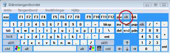 Skärmtangentbordet i Windows med tangenten Scroll Lock