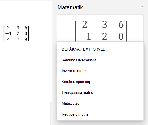 Lösningsalternativ för matriser