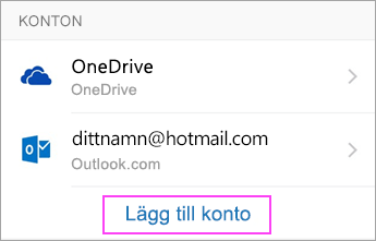 Tryck på Lägg till konto