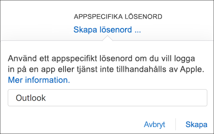 Ange ett namn på ditt applösenord