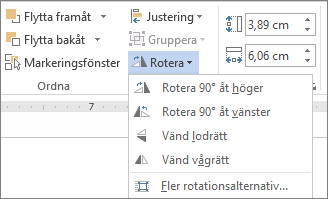 Alternativ på Rotera-menyn