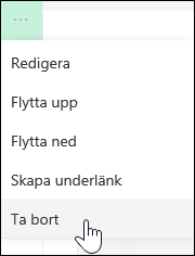 Ta bort en länk från den vänstra menyn