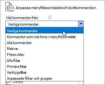 Välj kommandon