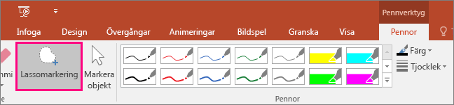 Visar knappen Lassomarkering i Pennverktyg