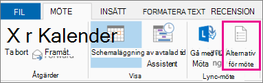 Knappen Mötesalternativ i Outlook 2013