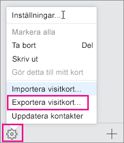 Välj menyn Åtgärder och sedan Exportera.