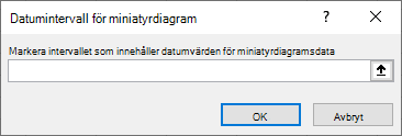 Markera området som innehåller datumvärdena för miniatyrdiagramdata i dialogrutan Datumintervall för miniatyrdiagram.