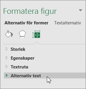 Klicka på Alternativtext i objektfönstret.