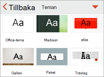 Menyn Teman i PowerPoint för iOS.