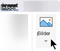 På fliken Infoga i menyfliksområdet väljer du Infoga och sedan Bilder.