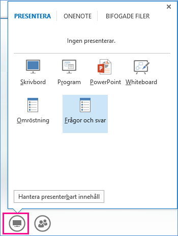 Skärmdump av fråge- och svarshanteraren