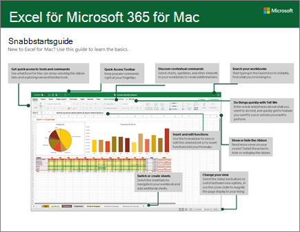 Snabbstartsguide för Excel 2016 för Mac