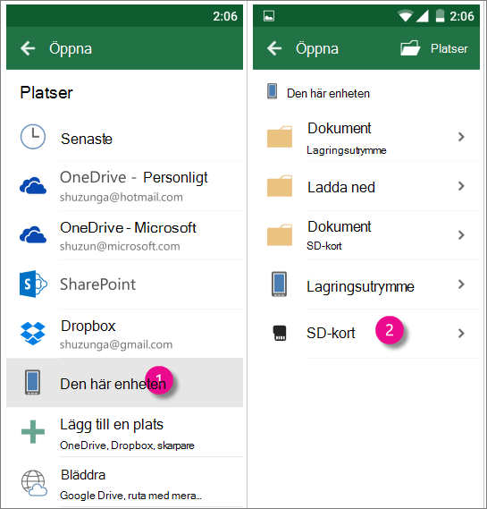 Office för Android DV kortet