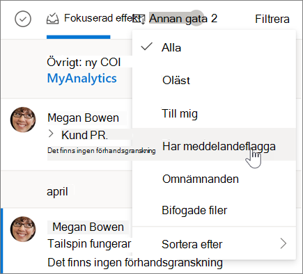 Flagga ett e-postmeddelande i Outlook på webben