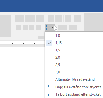 Alternativ för att ändra radavstånd i Word