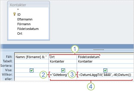 Villkoren Ort och Födelsedatum