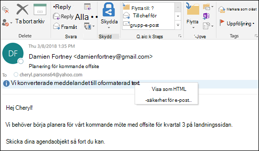 Klicka på informationsfältet för att visa som HTML.