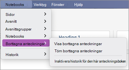 Anteckningsböcker > borttagna anteckningar > Visa borttagna anteckningar