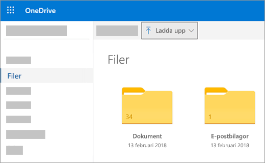 Ladda upp filer eller bilder i OneDrive