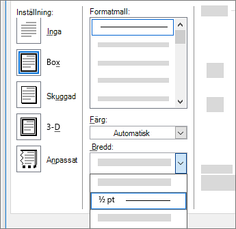 Inställningar för sidkantlinje