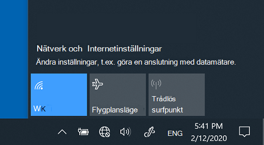 Nätverksinställningar i Windows 10