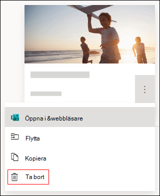 Alternativet Ta bort i ett formulär i Microsoft Forms.