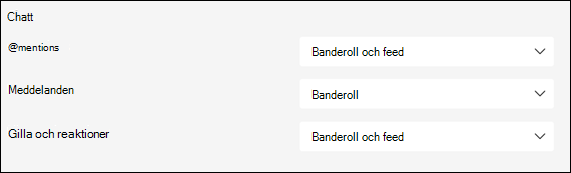 Alternativ för chattaviseringar i Microsoft Teams