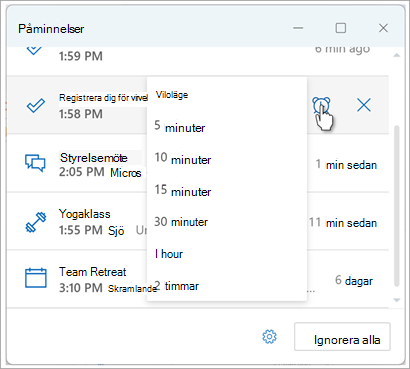 Ställ in påminnelser i Outlook, skärmbild åtta