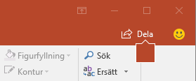 Knappen Dela i menyfliksområdet i PowerPoint 2016