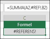 Excel visar #REF! när en cellreferens är ogiltig